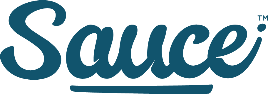Sauce wordmark — brand blue